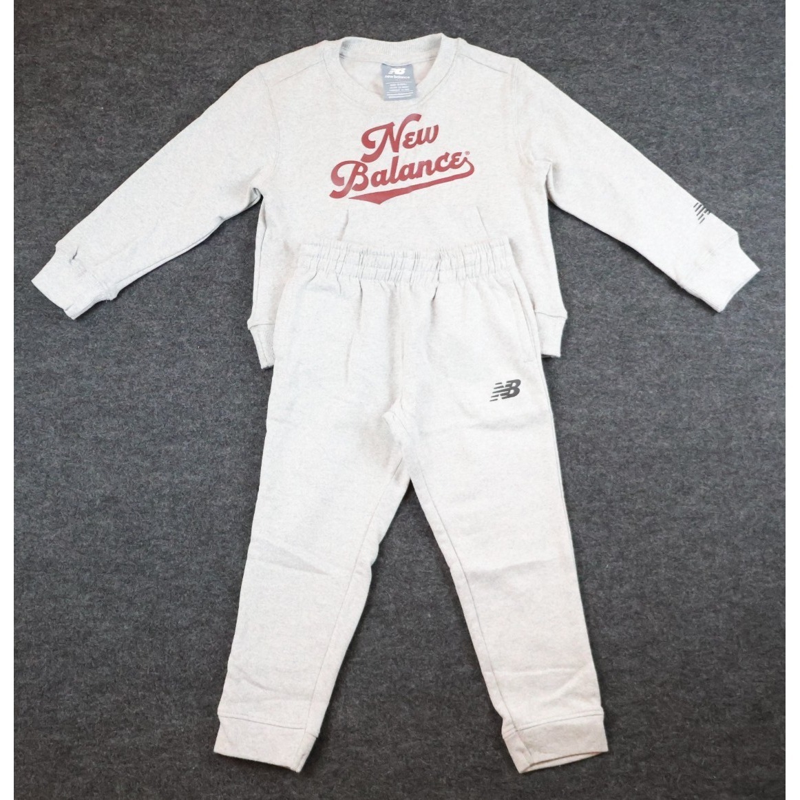 New Balance Boys 2pc Fleece Set 4t Gray Sweatshirt Jogger Pants Logo Nwt
